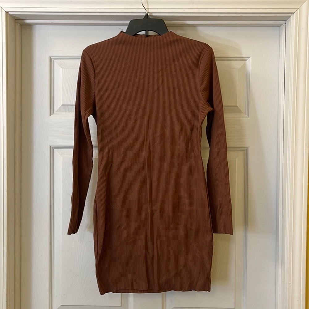 Fashion nova ribbed chocolate brown dress perfect for fall